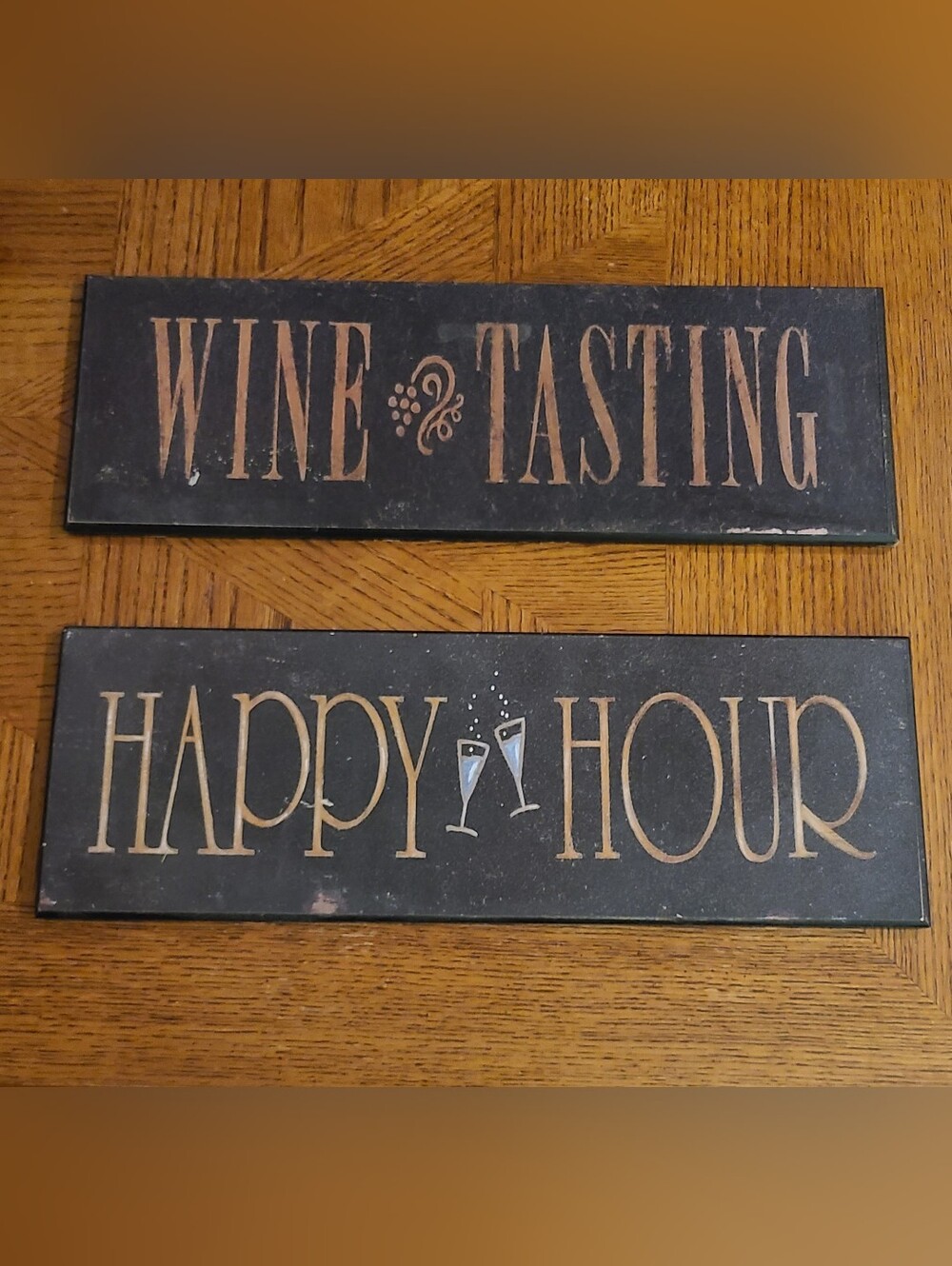 Hobby Lobby Black and Tan Wine Tasting & Happy Hour Signs